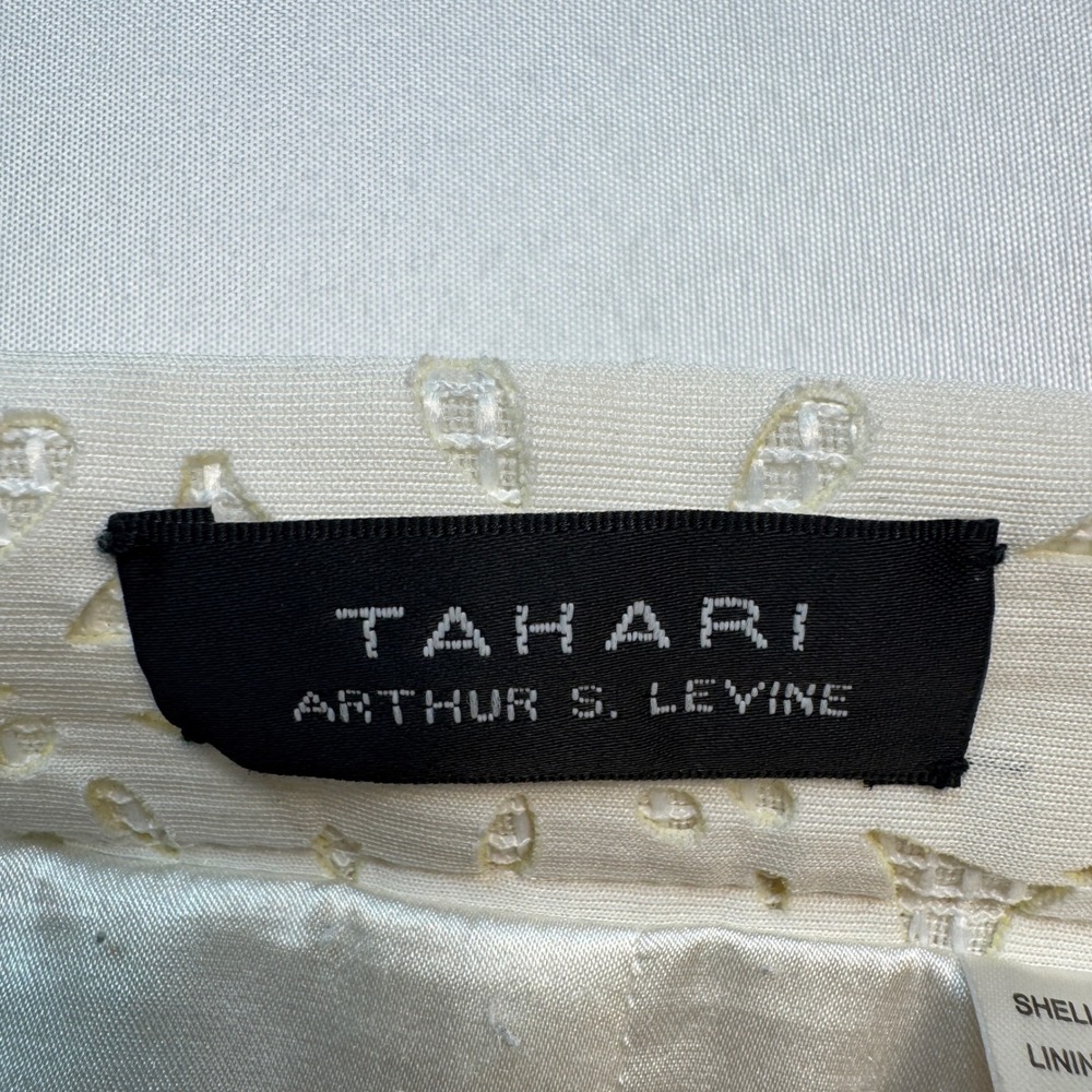 Tahari Women Skirt Size 10 White Laser Cut Eyelet Pleated Knee Length High Waist - Picture 4 of 9